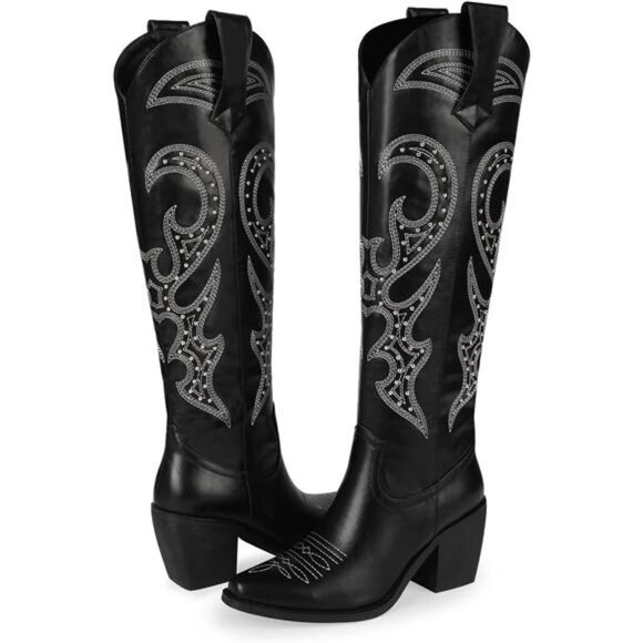 Cowboy Boots for Women Knee High, Cowgirl Boots Women - Zipper - Picture 4 of 6